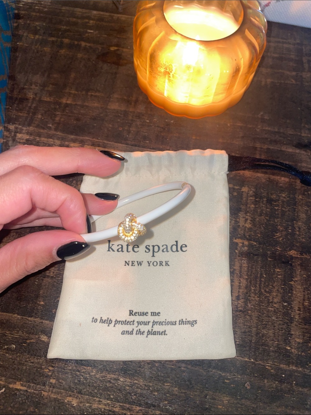 kate spade White and Gold Mini Bracelet Bag Charm